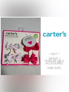 🆕CARTER’S - NWT - INFANT / TODDLER GIRLS 4PK HAIR CLIPS